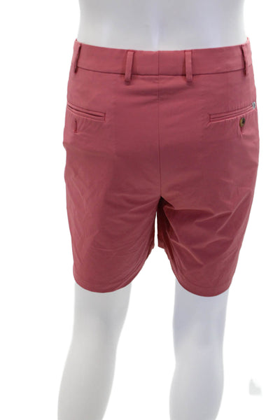 Peter Millar Mens Zip Up Mid Rise Casual Shorts Salmon Pink Size 36