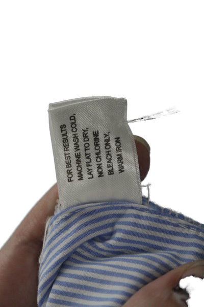 Peter Millar Mens Striped Mid Rise Zip Up Shorts Blue White Cotton Size 36