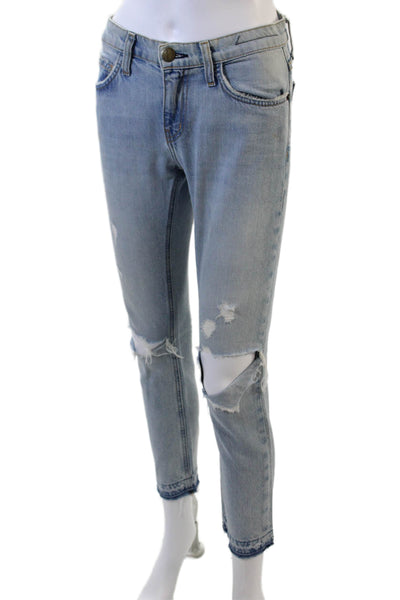 Current/Elliott Womens Cotton The Cropped Straight Denim Jeans Blue Size 23