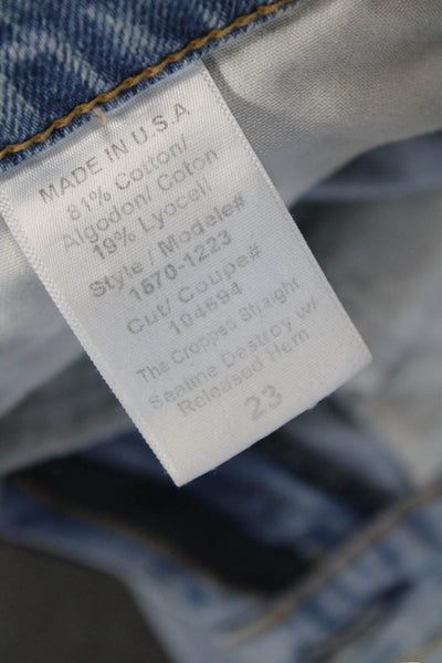 Current/Elliott Womens Cotton The Cropped Straight Denim Jeans Blue Size 23