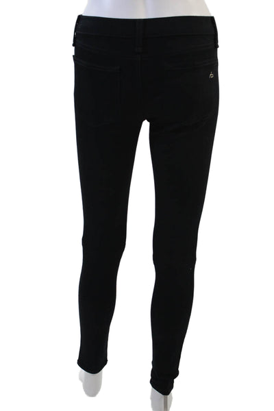 Rag & Bone Womens Cotton Leather Detail Skinny Fit Denim Jeans Black Size 25