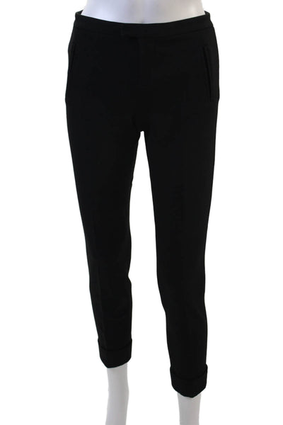 ATM Womens Low Rise Tailored Skinny Straight Leg Cuffed Hem Pants Black Size 0