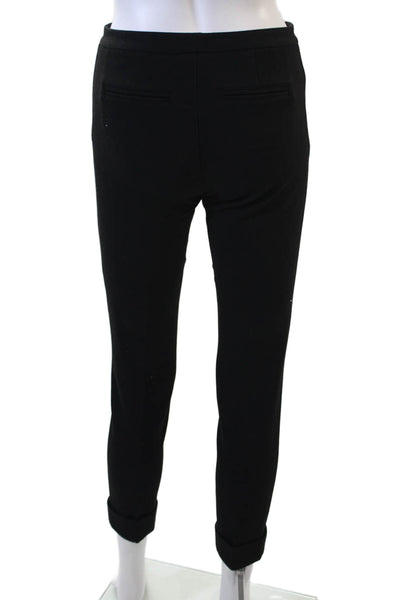 ATM Womens Low Rise Tailored Skinny Straight Leg Cuffed Hem Pants Black Size 0