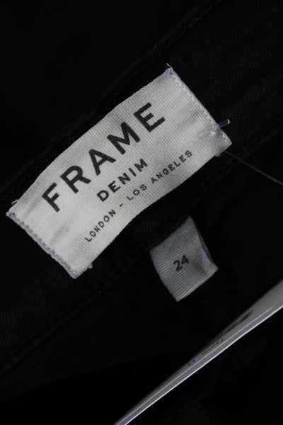 Frame Denim Womens Cotton Le Skinny De Jeanne Zip Fly Denim Jeans Black Size 24