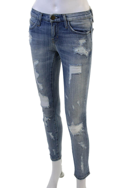 Current/Elliott Womens Cotton The Stiletto Distressed Skinny Jeans Blue Size 24