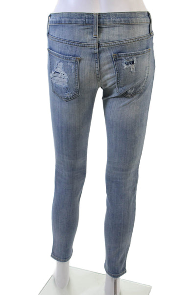 Current/Elliott Womens Cotton The Stiletto Distressed Skinny Jeans Blue Size 24