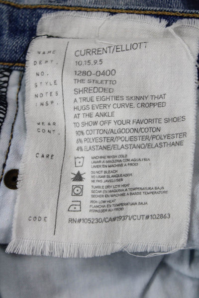 Current/Elliott Womens Cotton The Stiletto Distressed Skinny Jeans Blue Size 24