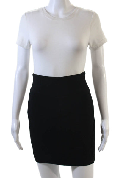 Giorgio Armani Womens Silk High Waist Straight Mini Pencil Skirt Black Size 38