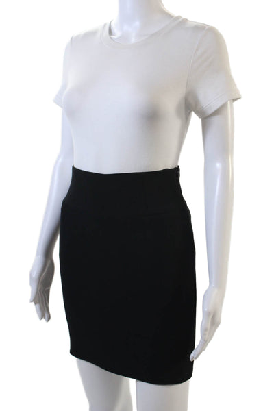 Giorgio Armani Womens Silk High Waist Straight Mini Pencil Skirt Black Size 38