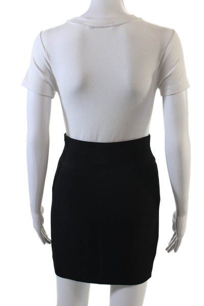 Giorgio Armani Womens Silk High Waist Straight Mini Pencil Skirt Black Size 38