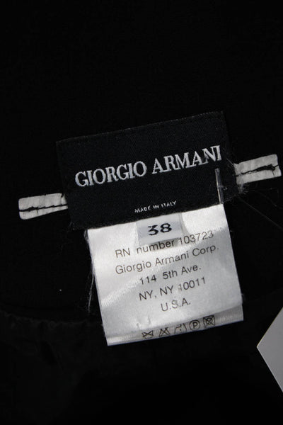 Giorgio Armani Womens Silk High Waist Straight Mini Pencil Skirt Black Size 38