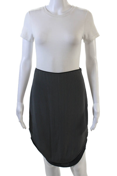 Rag & Bone Womens Silk Striped Straight Round Hem Midi Skirt Black Size 00