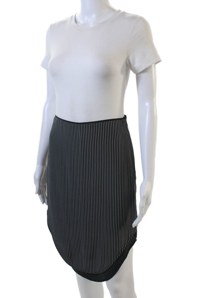 Rag & Bone Womens Silk Striped Straight Round Hem Midi Skirt Black Size 00