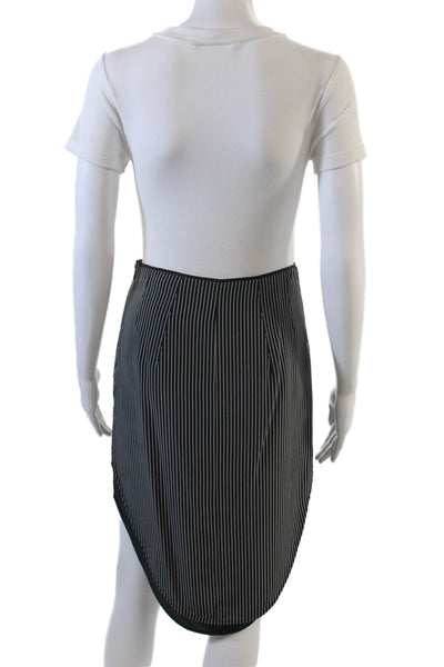 Rag & Bone Womens Silk Striped Straight Round Hem Midi Skirt Black Size 00