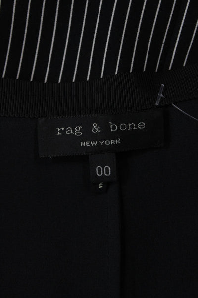 Rag & Bone Womens Silk Striped Straight Round Hem Midi Skirt Black Size 00
