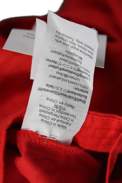 J Crew Women's Square Neck Spaghetti Straps Straight Leg Jumpsuirt Red Size 22