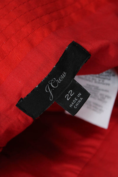 J Crew Women's Square Neck Spaghetti Straps Straight Leg Jumpsuirt Red Size 22