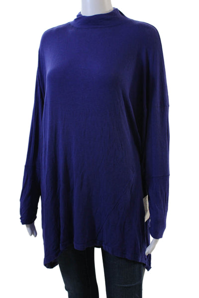 We The Free Women's Mock Neck Long Sleeves Basic T-Shirt Purple Size M