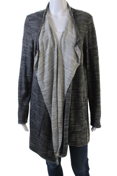 Eileen Fisher Womens Long Sleeve Open Front Cardigan Sweater Gray Cotton Small