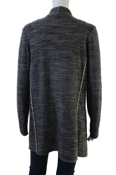 Eileen Fisher Womens Long Sleeve Open Front Cardigan Sweater Gray Cotton Small