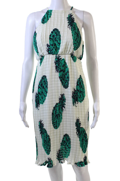 Sunday In Brooklyn Womens Sleeveless Scoop Neck Pineapple Dress White Green XS