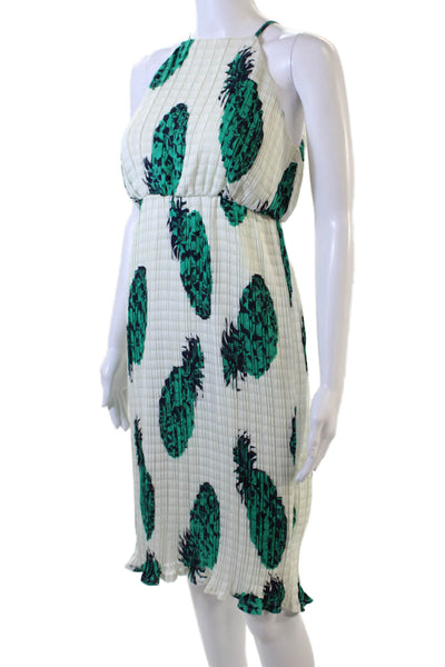 Sunday In Brooklyn Womens Sleeveless Scoop Neck Pineapple Dress White Green XS