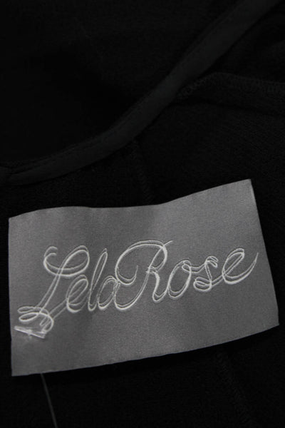 Lela Rose Women's V-Neck Short Sleeves Pockets Mini Dress Black Size 0
