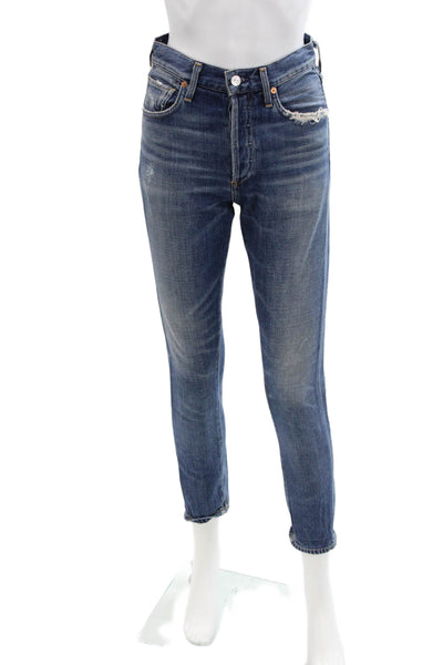 Citizens of Humanity Womens Liya High Rise Classic Fit Crop Jeans Blue Size 22