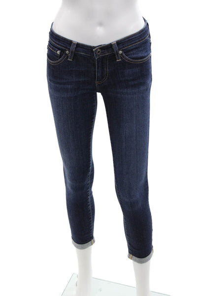AG Adriano Goldschmied Womens The Stilt Roll Up Cigarette Leg Jeans Blue Size 24