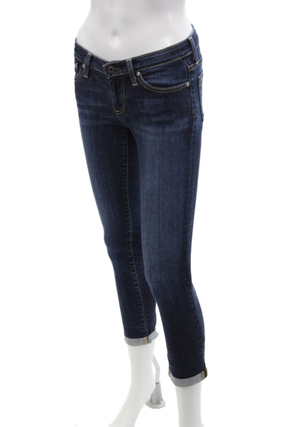 AG Adriano Goldschmied Womens The Stilt Roll Up Cigarette Leg Jeans Blue Size 24