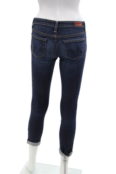AG Adriano Goldschmied Womens The Stilt Roll Up Cigarette Leg Jeans Blue Size 24