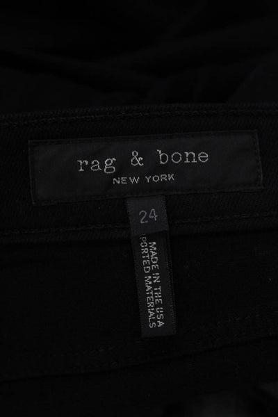 Rag & Bone Womens High Rise Zip Up Skinny Leg Jeans Black Cotton Size 24