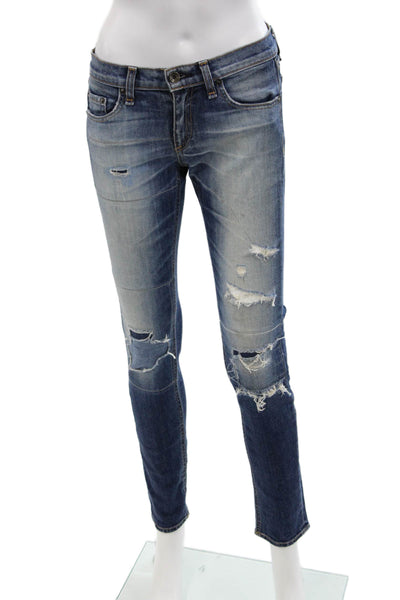 Rag & Bone Jean Womens The Dre Skinny Leg Jeans Surfer Blue Cotton Size 24