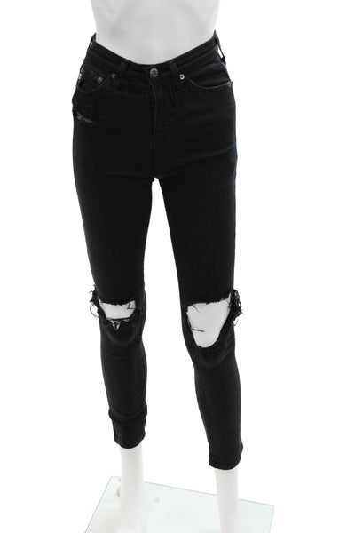 AG Adriano Goldschmied Womens The Sophie High Waist Jeans Black Size 24