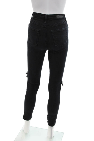 AG Adriano Goldschmied Womens The Sophie High Waist Jeans Black Size 24