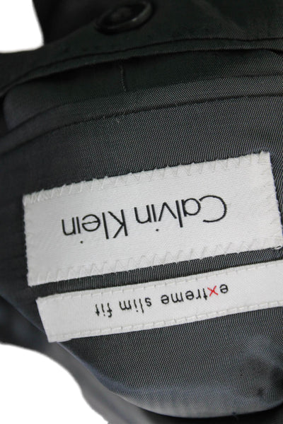 Calvin Klein Mens Two Button Extreme Slim Fit Blazer Gray Wool Size 40 Short