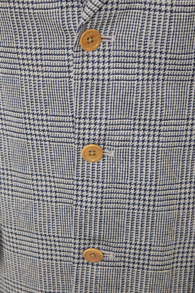 Oak Creek Mens Silk Plaid Three Button Blazer Beige Black Size 42 Regular