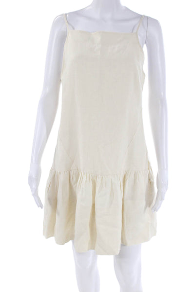 Three Graces London Women's Spaghetti Straps Tiered Mini Dress Beige Size 8