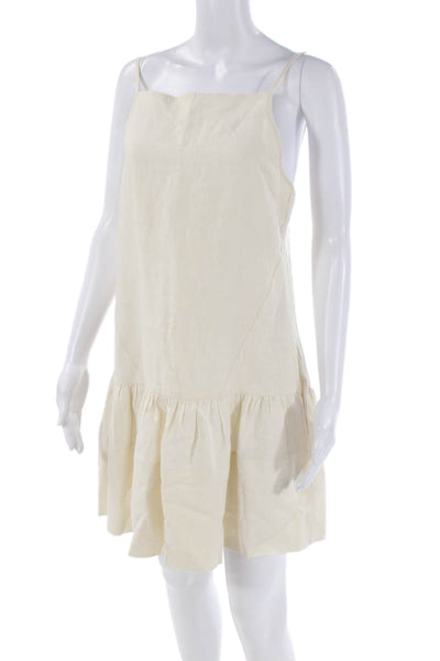 Three Graces London Women's Spaghetti Straps Tiered Mini Dress Beige Size 8