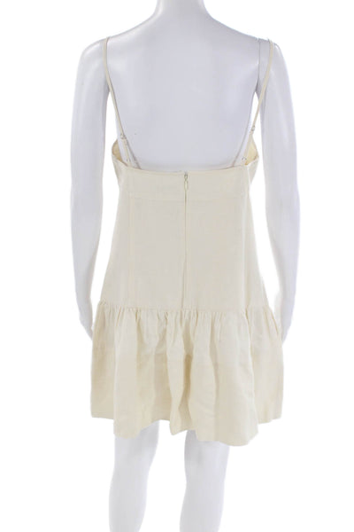 Three Graces London Women's Spaghetti Straps Tiered Mini Dress Beige Size 8