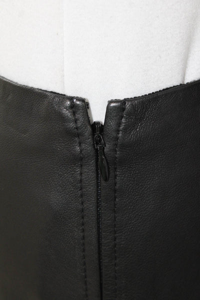 Intermix Women's Zip Closure Slit Hem Faux Leather Midi Skirt Black Size 2