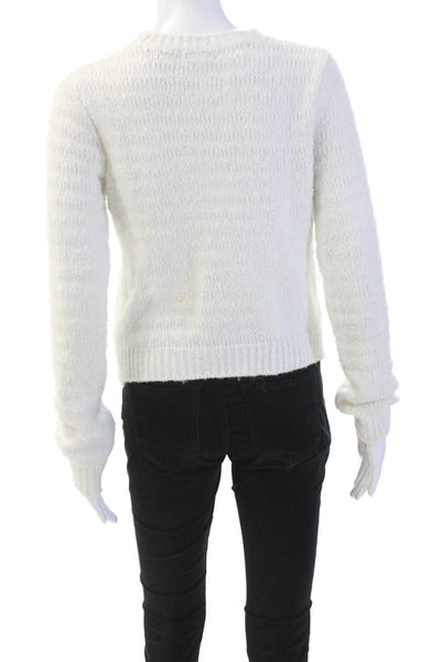 Z Supply Womens Long Sleeve Crewneck Pullover Sweater White Size S