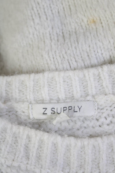 Z Supply Womens Long Sleeve Crewneck Pullover Sweater White Size S