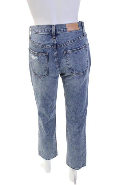 Pistola Womens Mid Rise Medium Wash Distressed Straight Jeans Blue Size 24