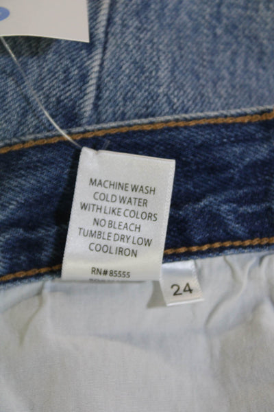 Pistola Womens Mid Rise Medium Wash Distressed Straight Jeans Blue Size 24