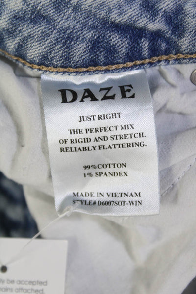Daze Womens Light Wash High Rise Distressed Slim Straight Jeans Blue Size 24