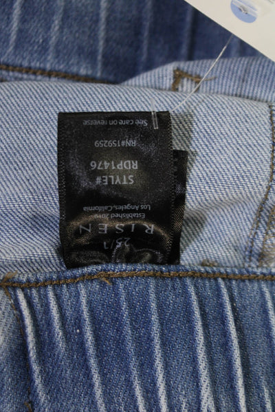Risen Womens High Rise Drawstring Waist Flared Light Wash Jeans Blue Size 1