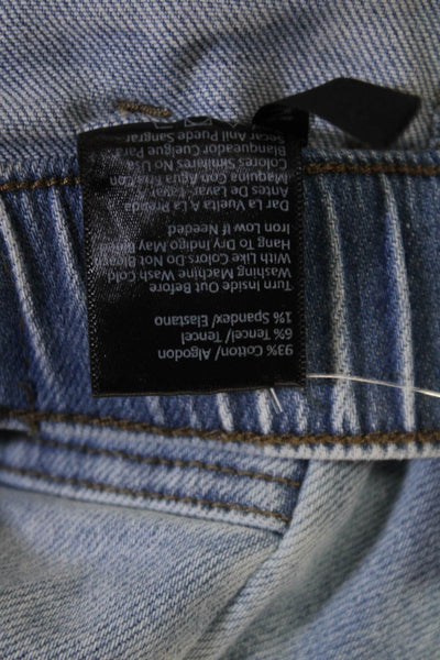 Risen Womens High Rise Drawstring Waist Flared Light Wash Jeans Blue Size 1