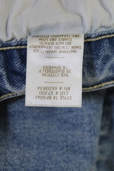 Just Black Denim Womens Raw Hem Mid Rise Straight Jeans Blue Size 24