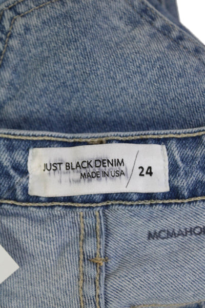 Just Black Denim Womens Raw Hem Mid Rise Straight Jeans Blue Size 24